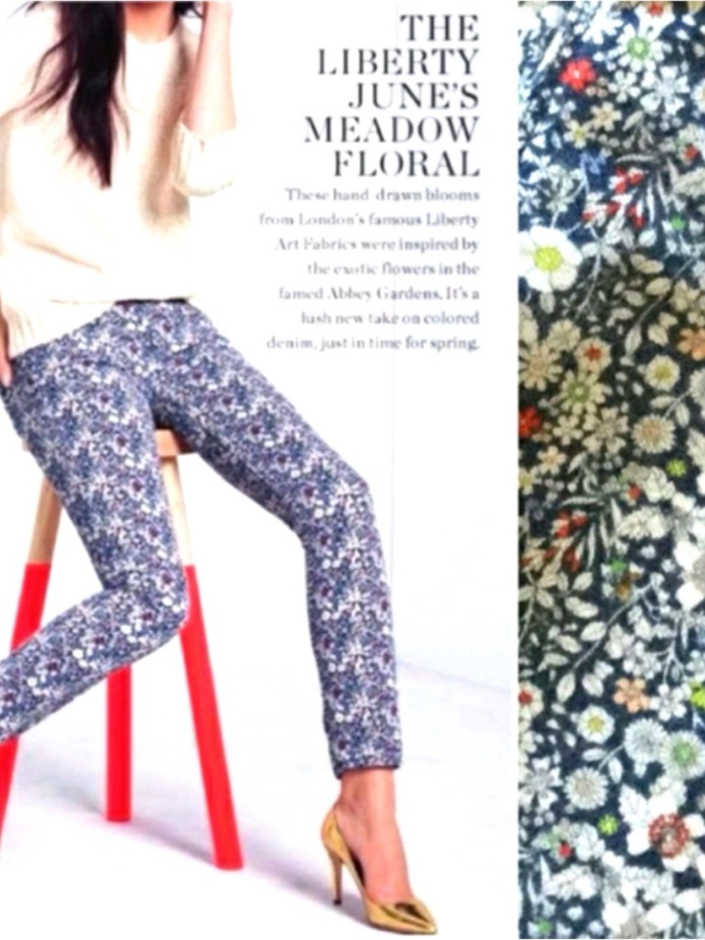 J. Crew Toothpick Navy Floral Liberty Art Fabric 
26 Ankle Pants